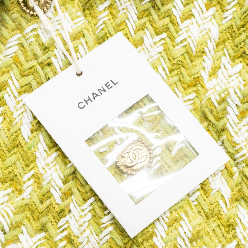 Chanel 22B Size 34 Jacket Wool/Silk Green/Ecru