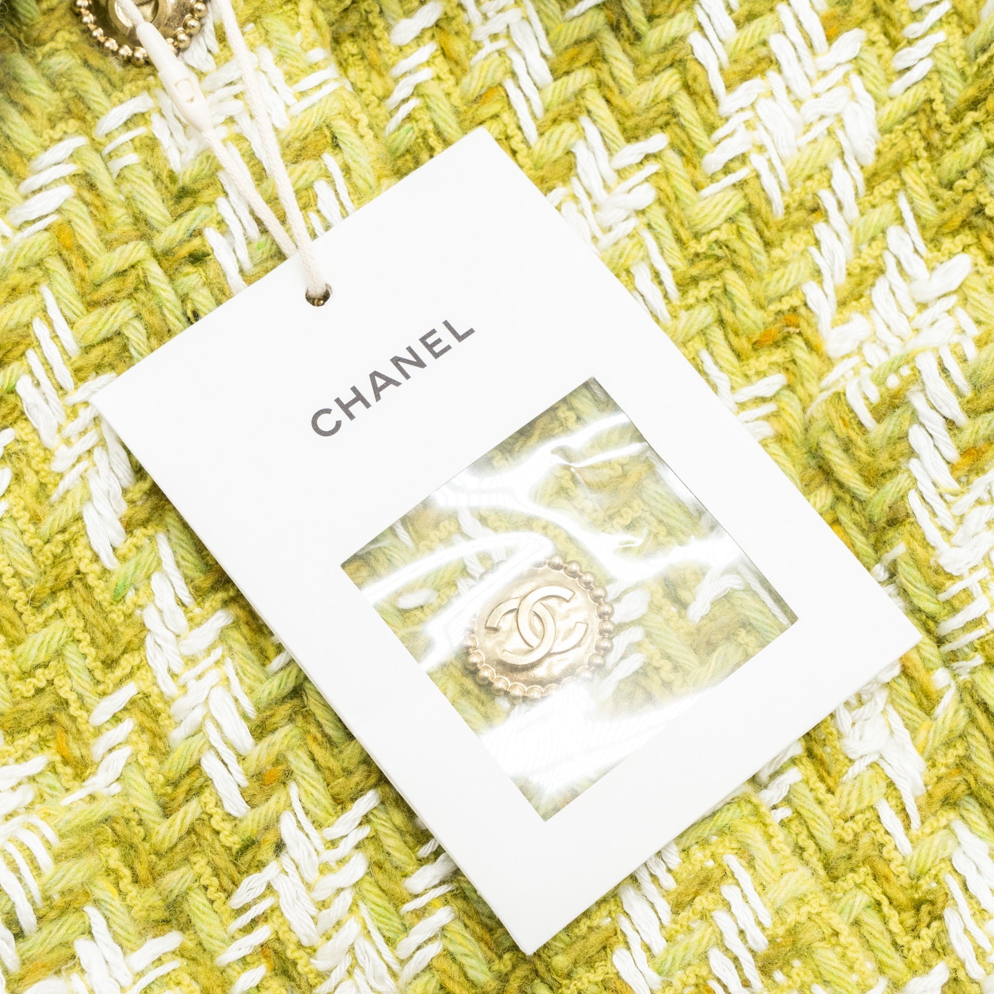Chanel 22B Size 34 Jacket Wool/Silk Green/Ecru