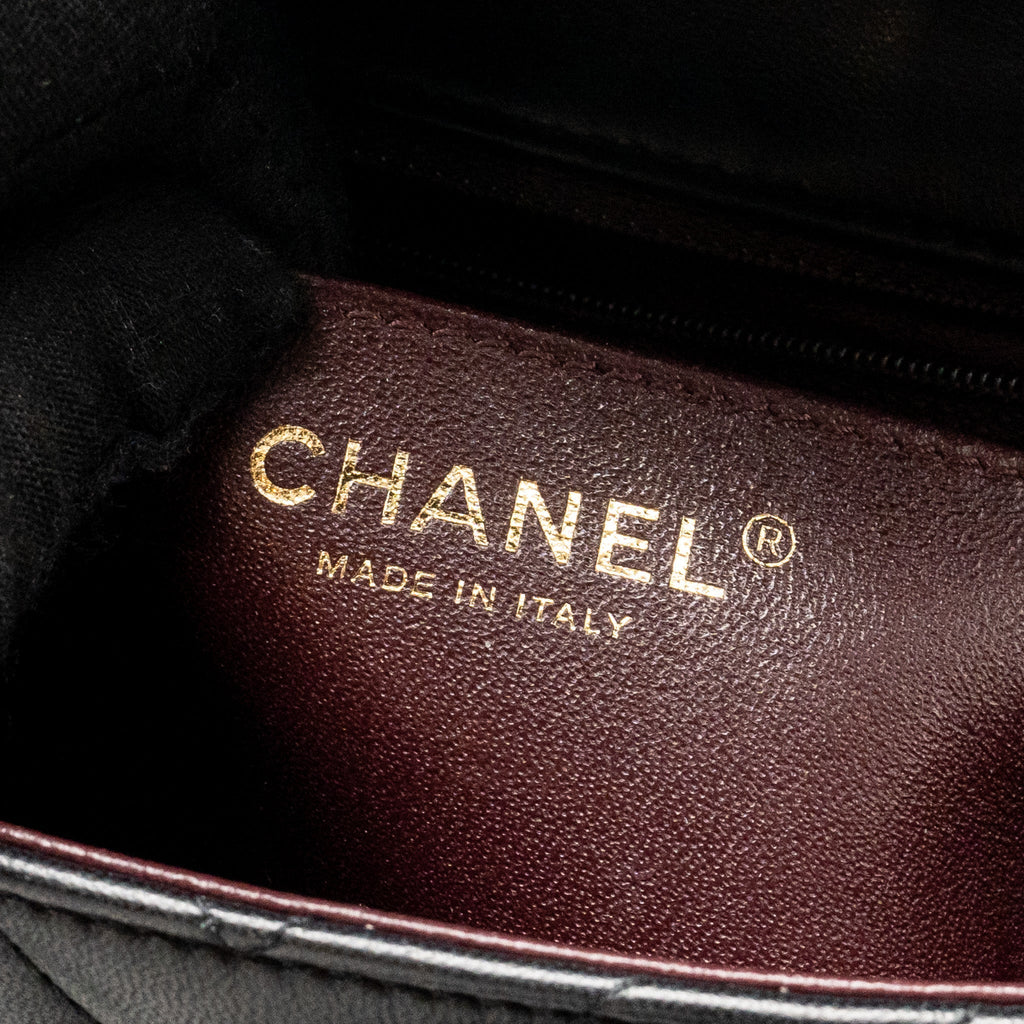 Chanel Mini Rectangular Flap Bag Chevron Lambskin Black L