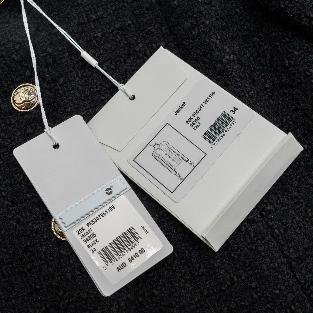 Chanel 20k Size 34 Jacket Wool/Silk Black