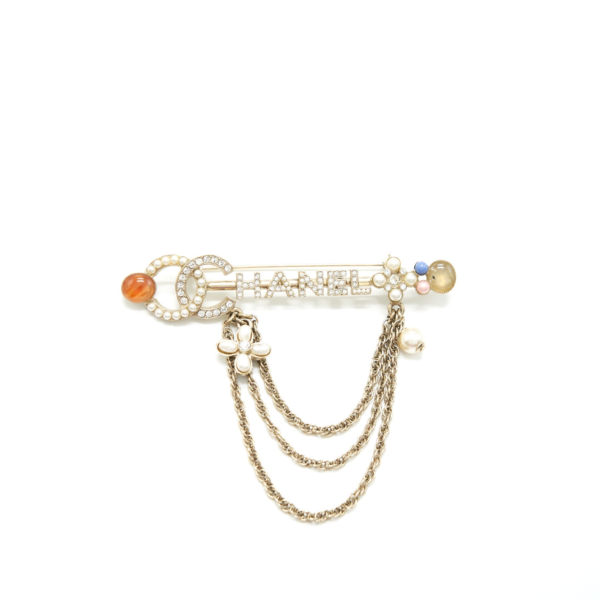 Chanel CC Letter With Chain Drop Brooch L
