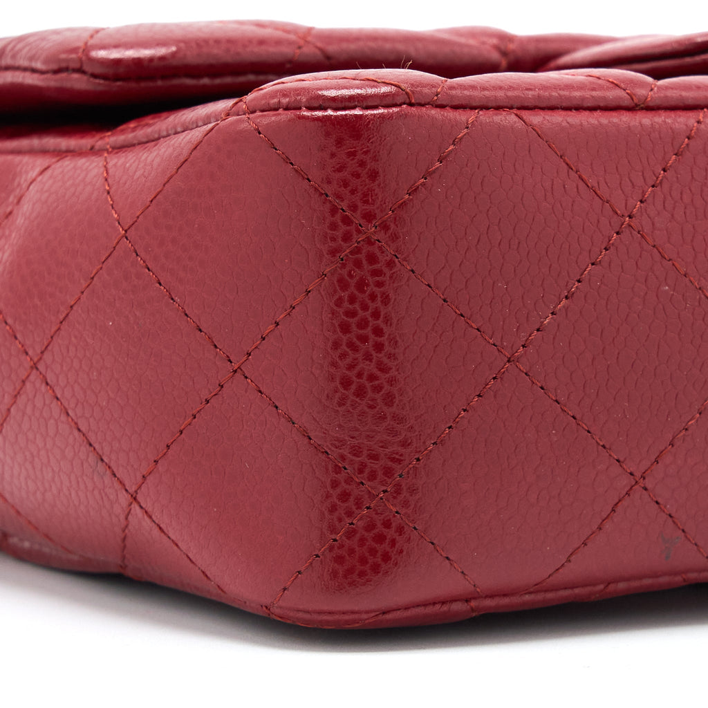 Chanel Mini Rectangular Flap Bag Caviar Red