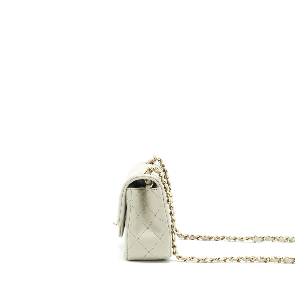 Chanel mini rectangular flap Bag Lambskin Light Grey L