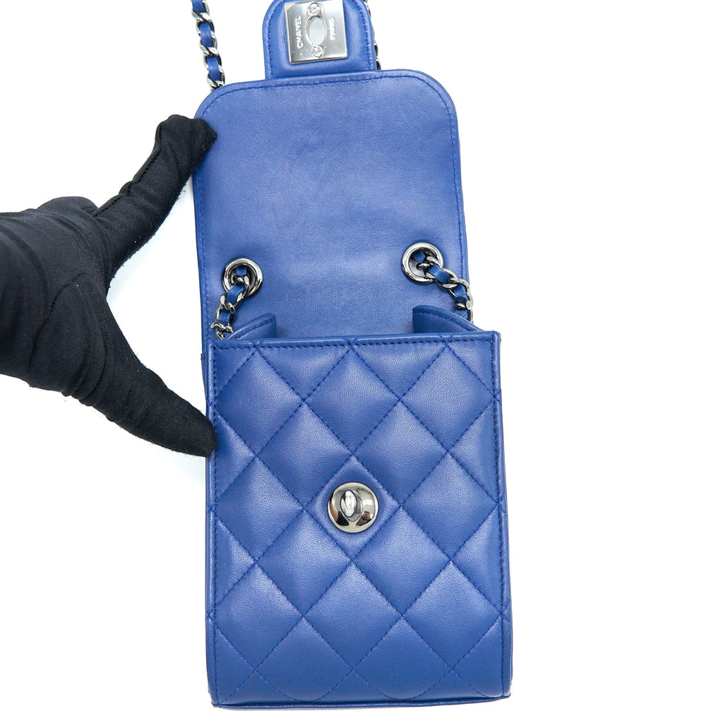 Chanel Flap Phone Case Lambskin Blue