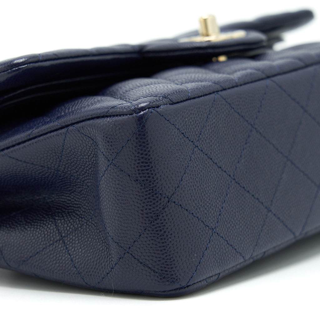 Chanel Small Classic Flap Bag Caviar Dark Blue L