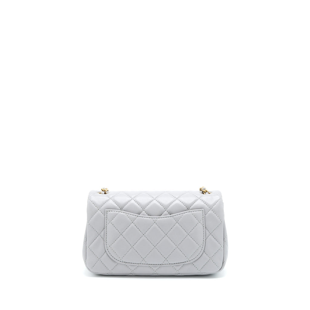 Chanel 21B Pearl Crush Mini Rectangular Flap Bag Lambskin Grey