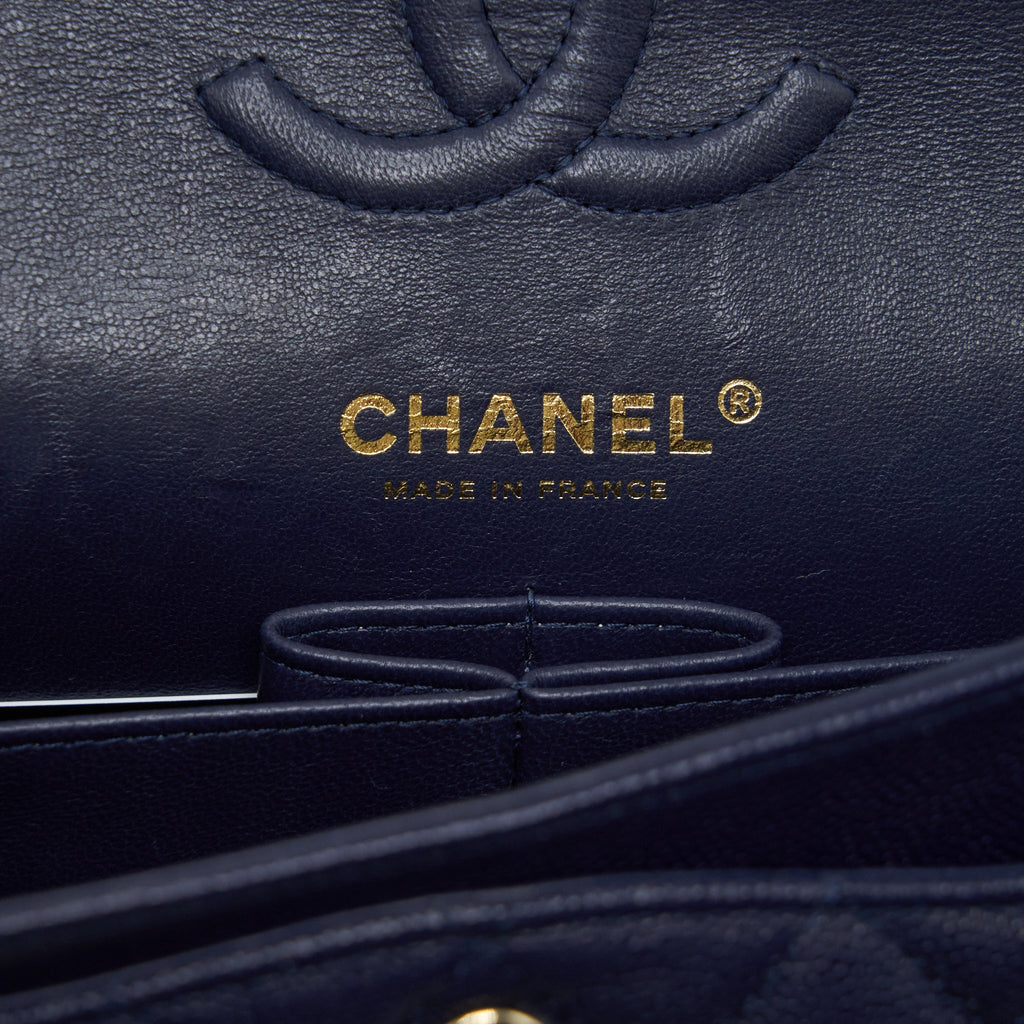 Chanel Small Classic Flap Bag Caviar Dark Blue L