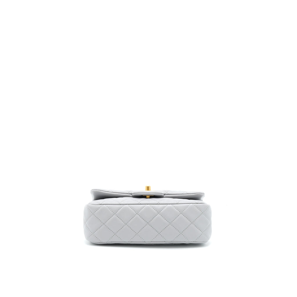 Chanel 21B Pearl Crush Mini Rectangular Flap Bag Lambskin Grey