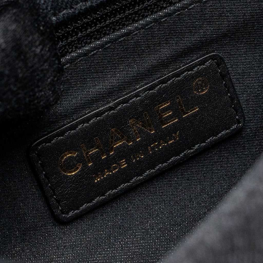 Chanel Black Denim Flap Bag Brushed  (Microchip)