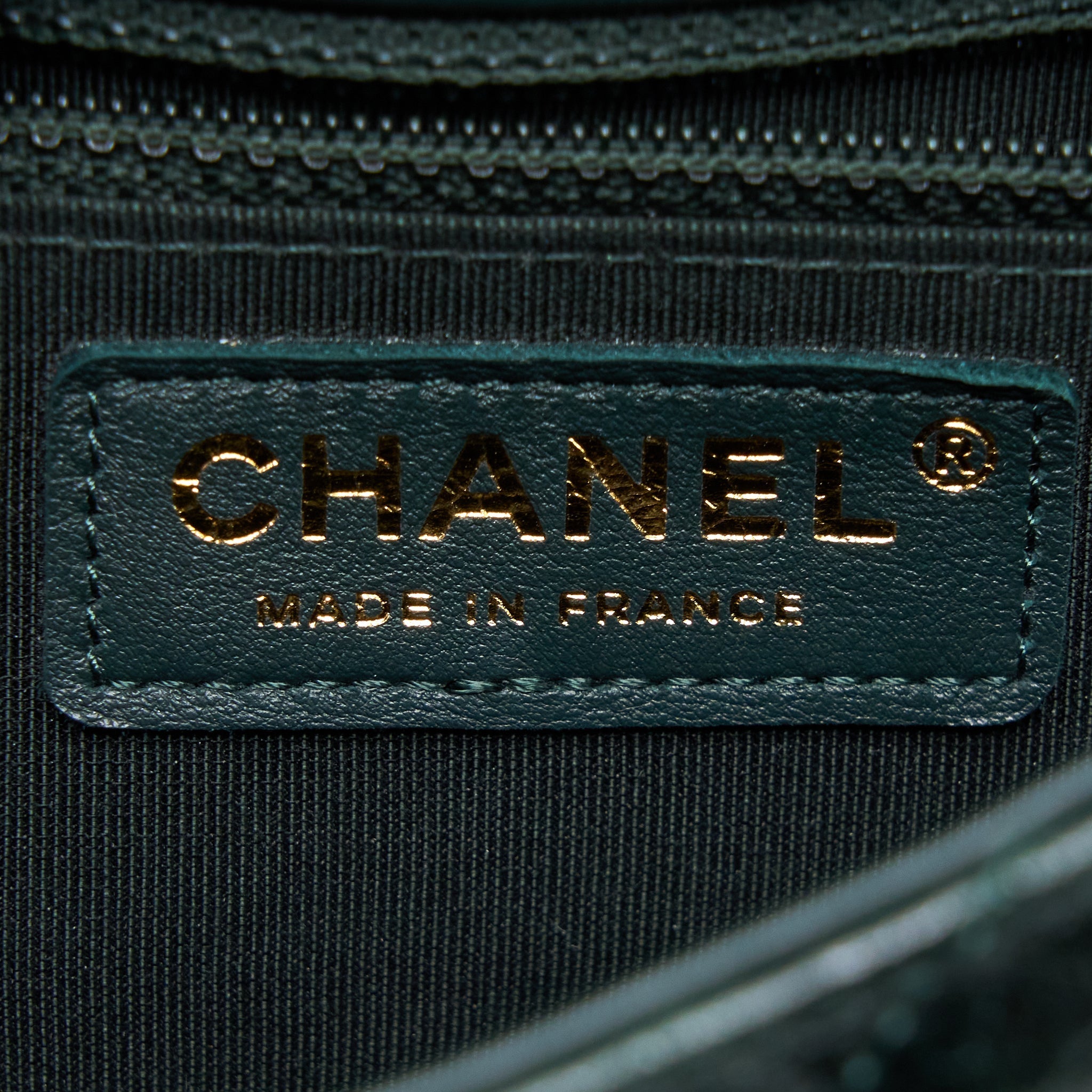 Chanel Chevron Hampton Flap Bag Aged Calfskin Dark Green