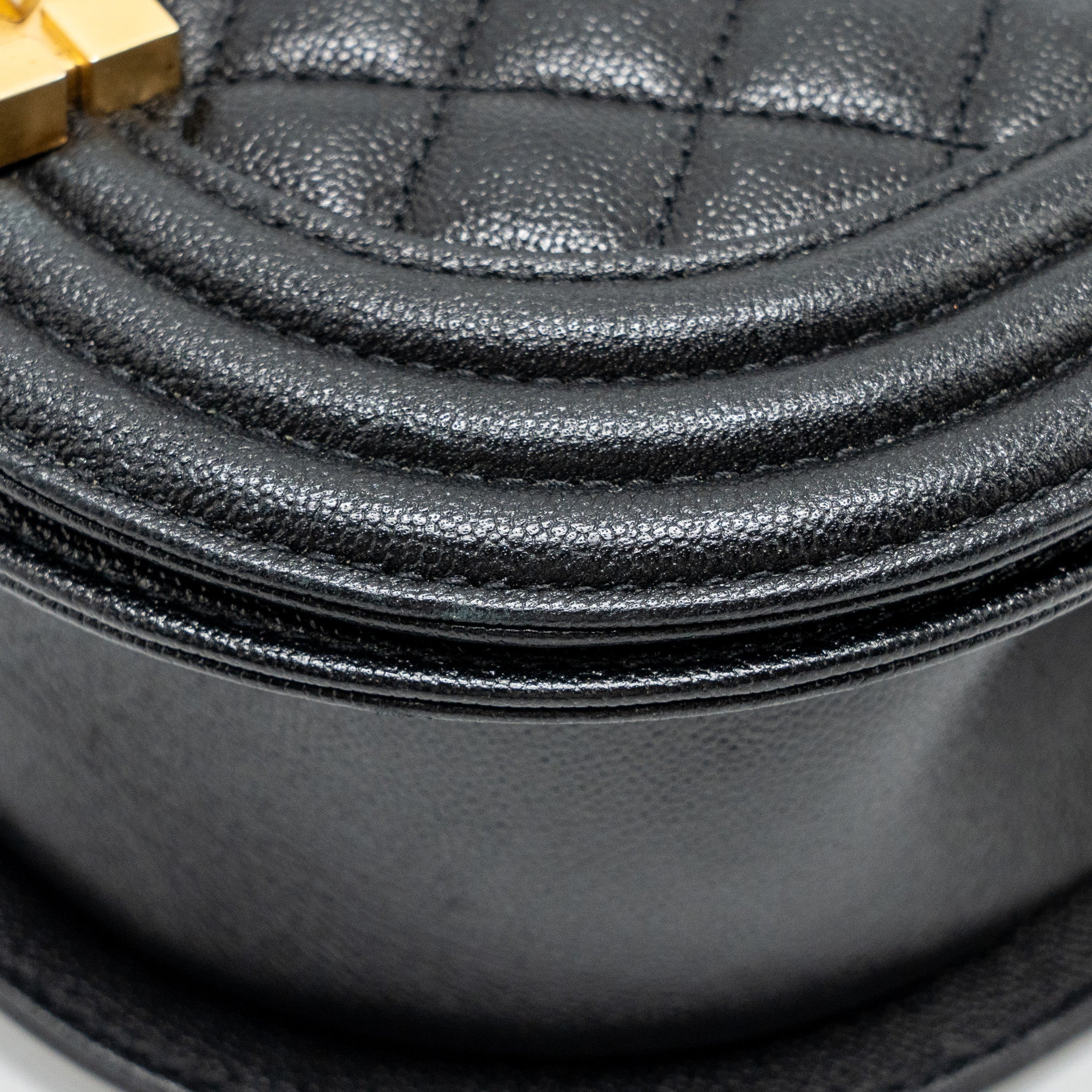 Chanel 22A Round Boy Messenger Bag Caviar Black  (Microchip)