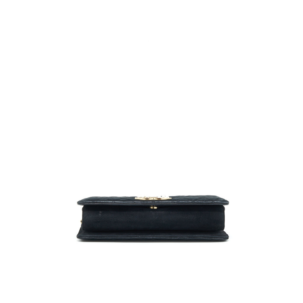 Chanel Quilted Velvet CC Logo Flap Bag black L