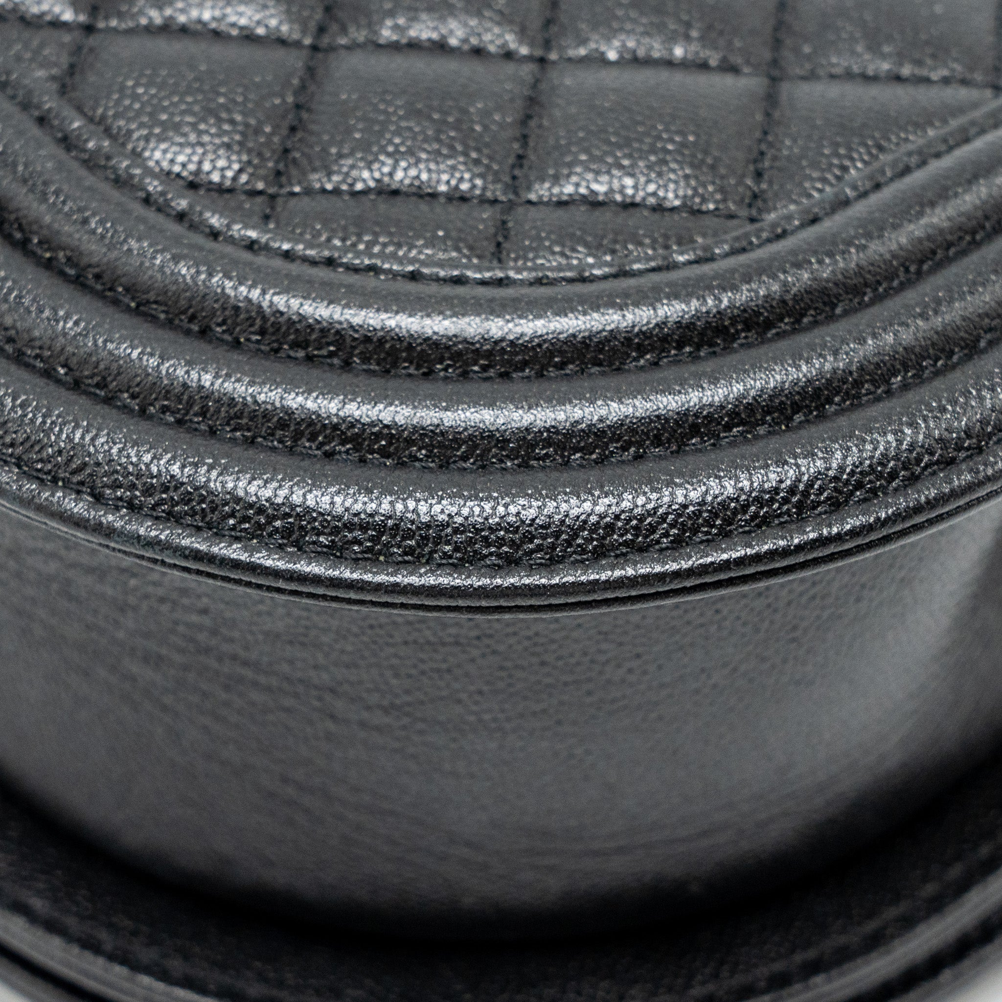 Chanel 22A Round Boy Messenger Bag Caviar Black  (Microchip)