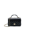 Chanel 22A Top Handle Mini Rectangular Flap Bag Lambskin Black