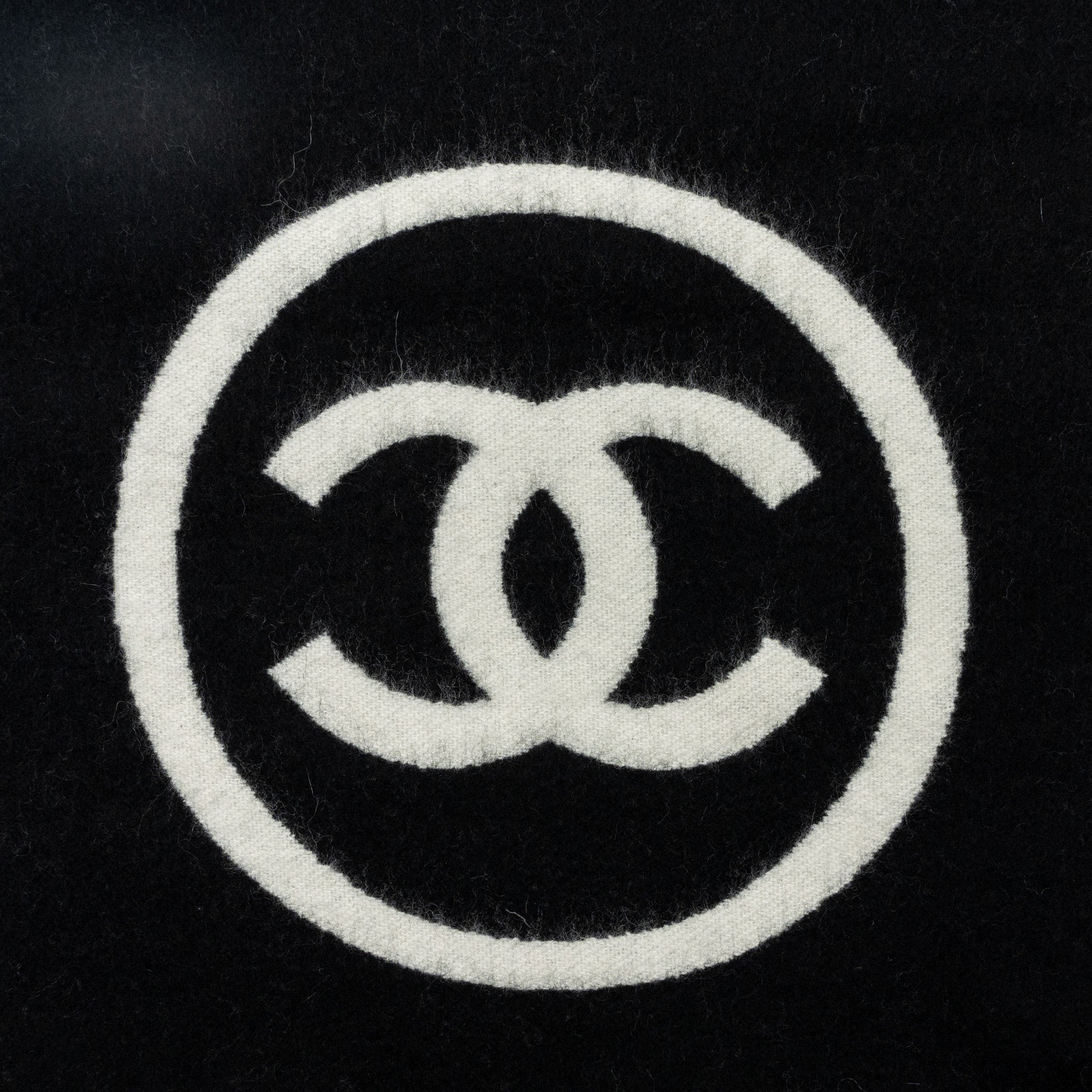 Chanel Letter/ CC Logo Cashmere Scarf Black/White