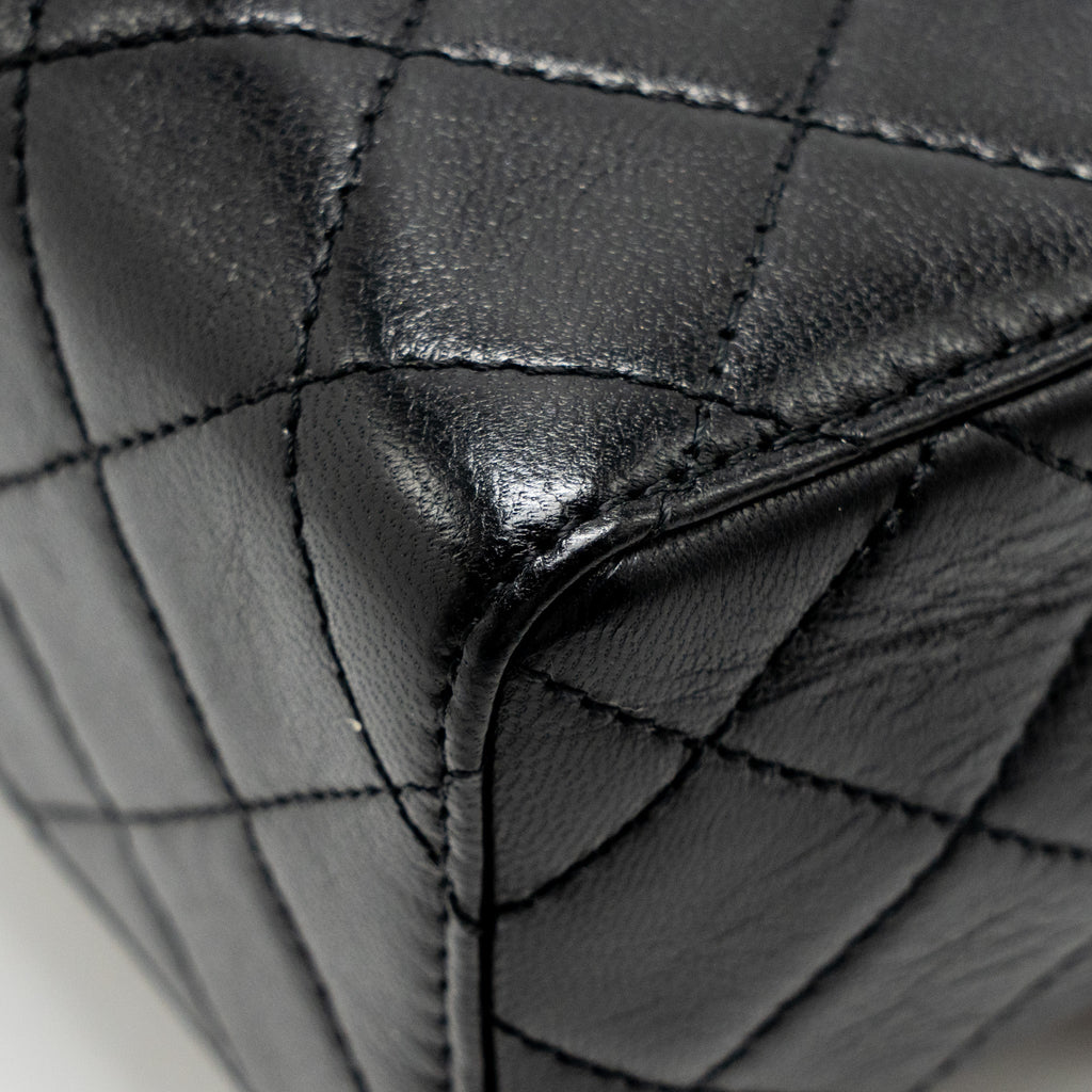 Chanel Retro Classic New Square Large Flap Bag Goatskin Black  (Microchip)