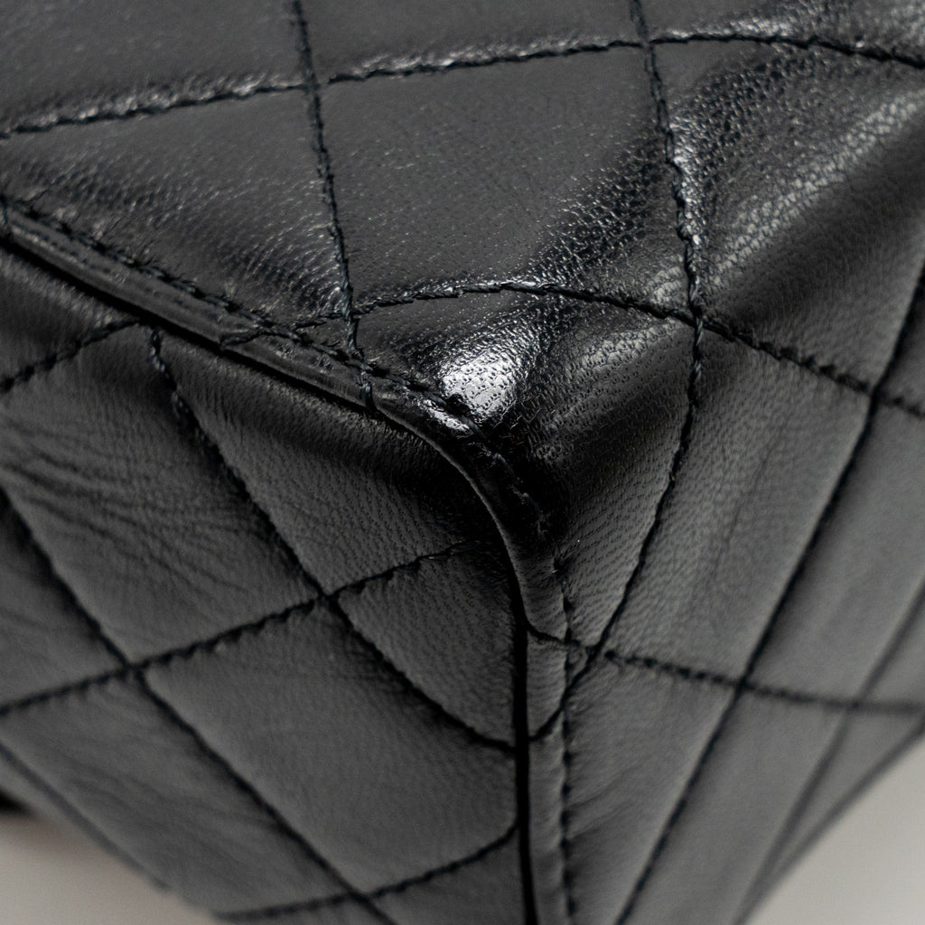 Chanel Retro Classic New Square Large Flap Bag Goatskin Black  (Microchip)
