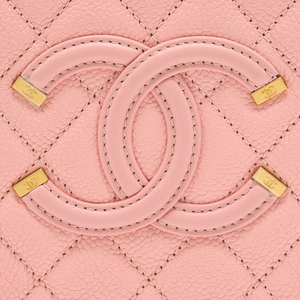 Chanel Filigree Vanity Case Caviar Pink