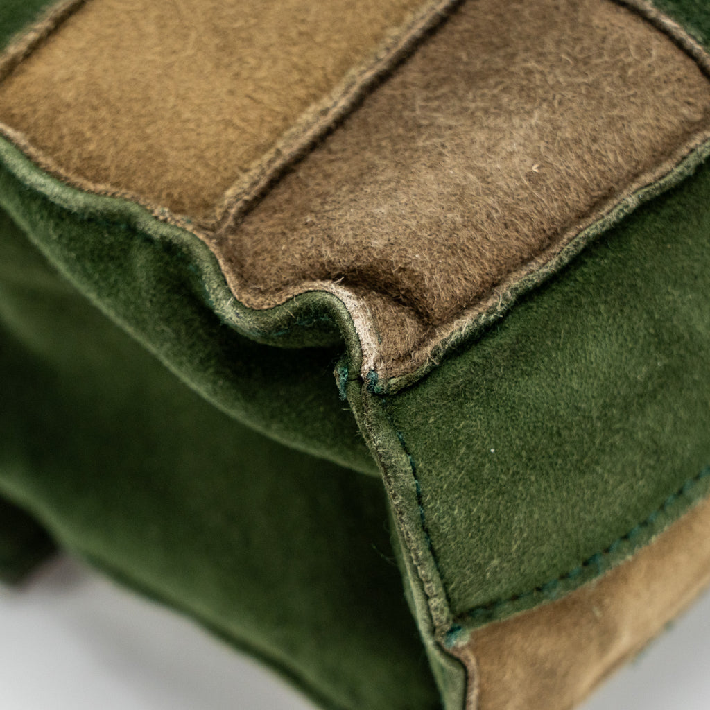Chanel 2.55 Patchwork Single Flap Bag Suede Dark Green