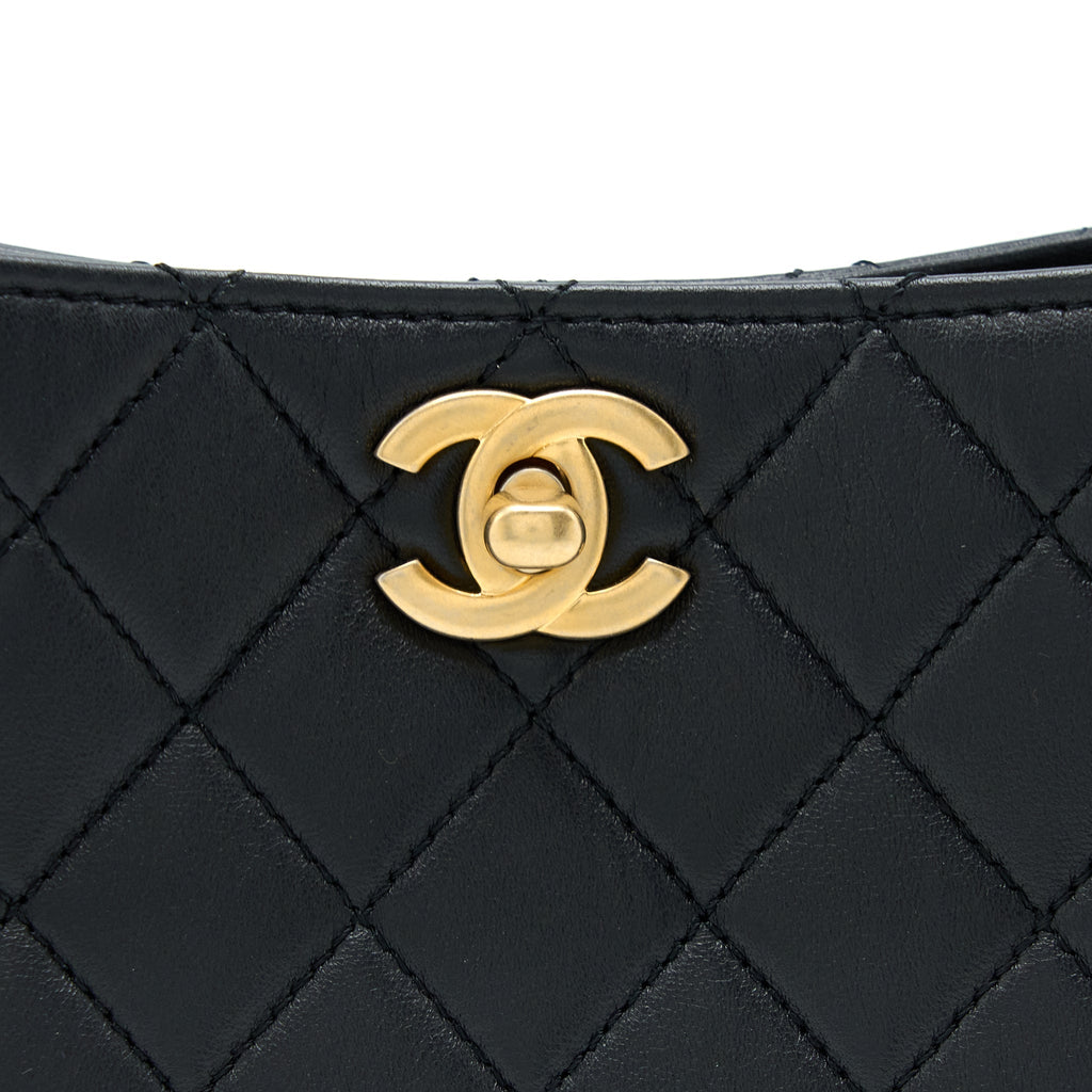 Chanel 23C Pearl Crush Hobo Bag Lambskin Black Brushed  (Microchip)