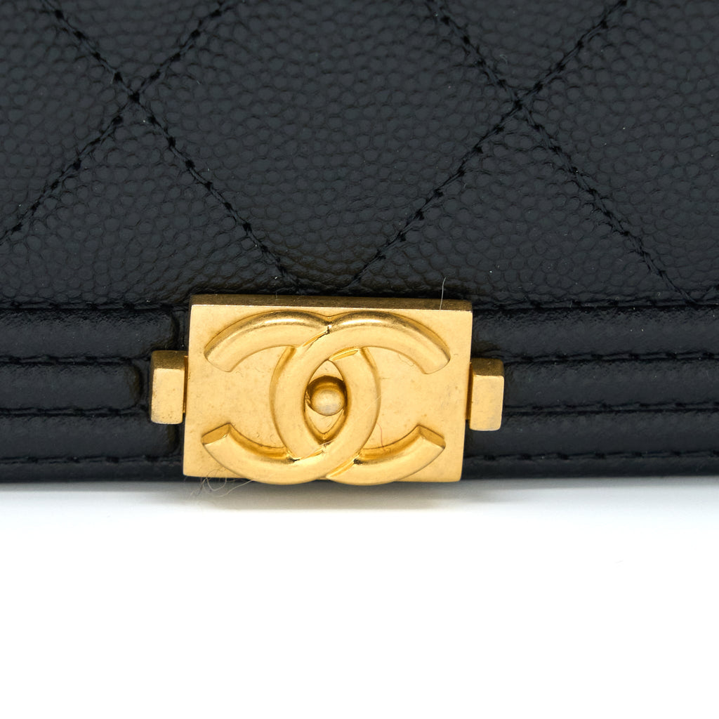 Chanel Boy Wallet on Chain Caviar Black  (Microchip)
