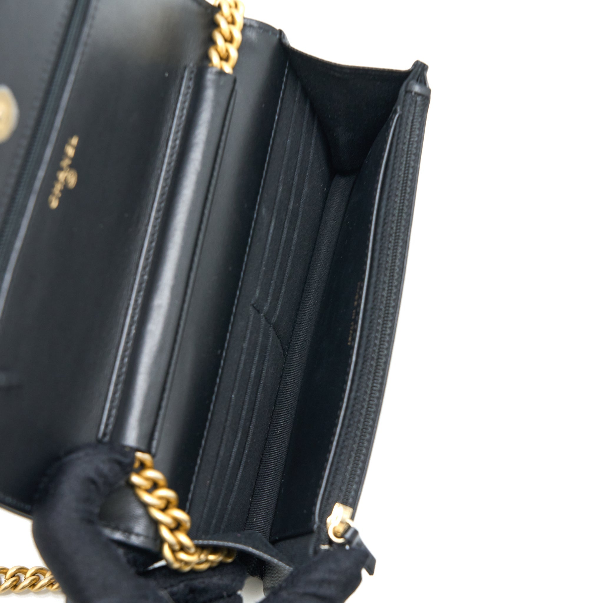 Chanel Boy Wallet on Chain Caviar Black  (Microchip)