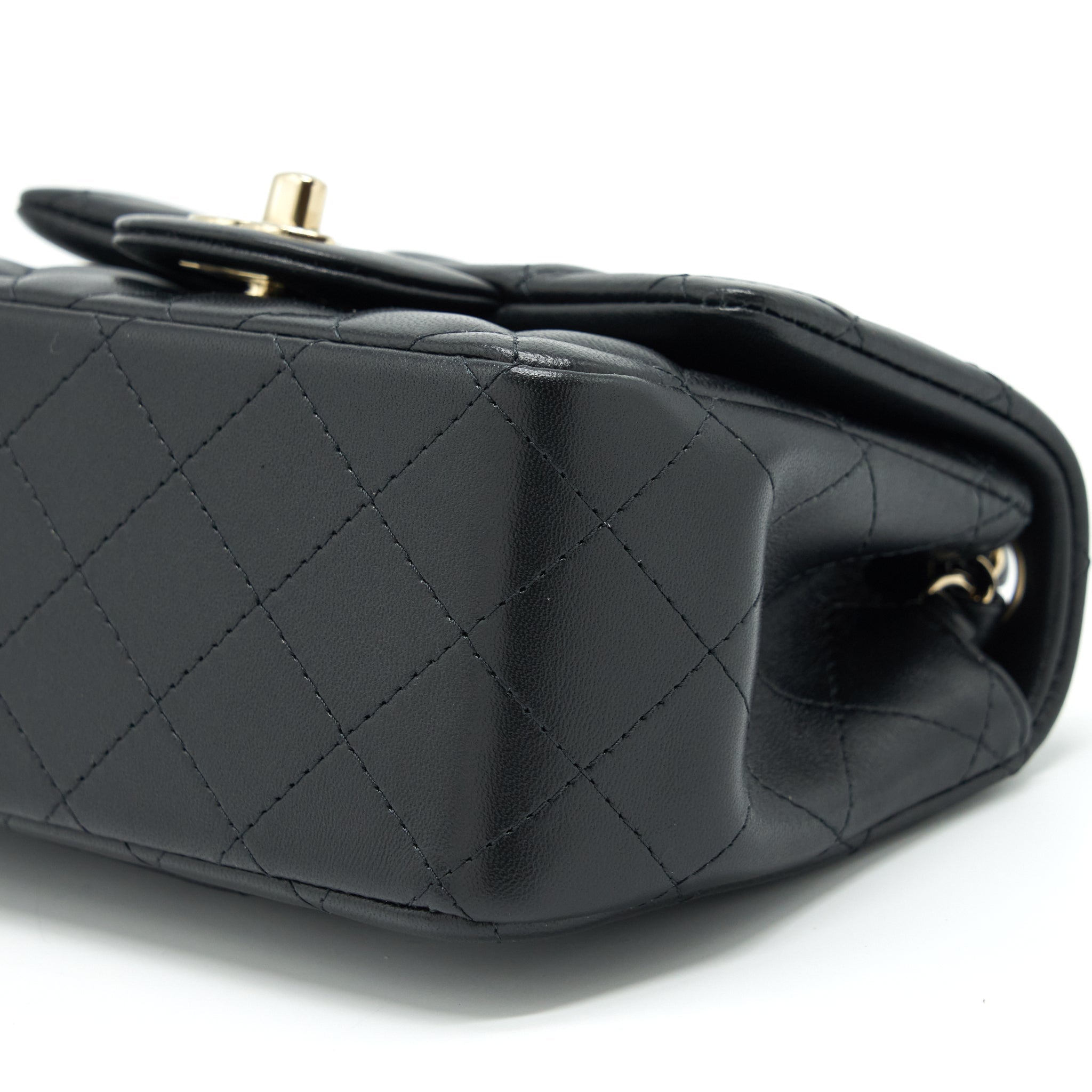 Chanel Mini Square Flap Bag Lambskin Black L