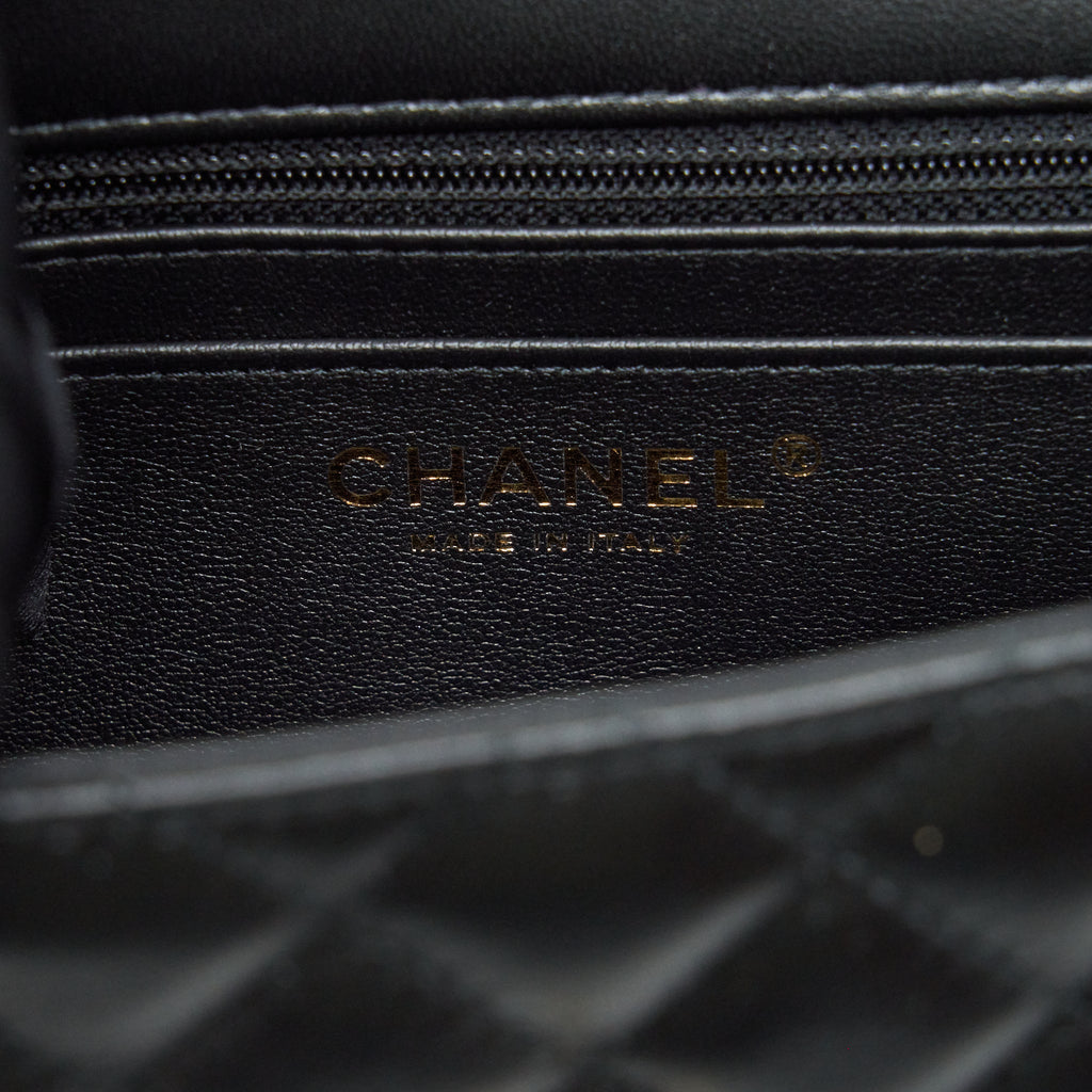 Chanel Mini Square Flap Bag Lambskin Black L