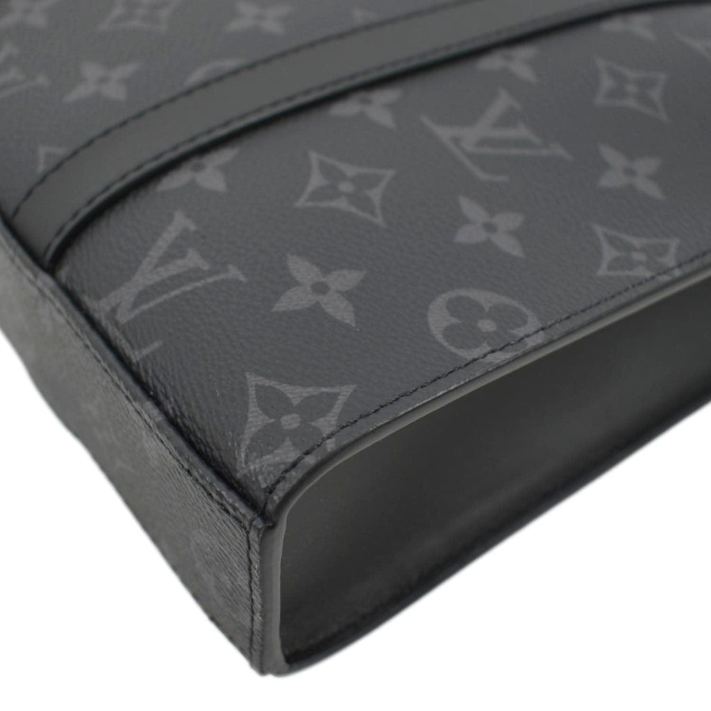 LOUIS VUITTON Sac Plat Monogram Eclipse Tote Shoulder Bag Black