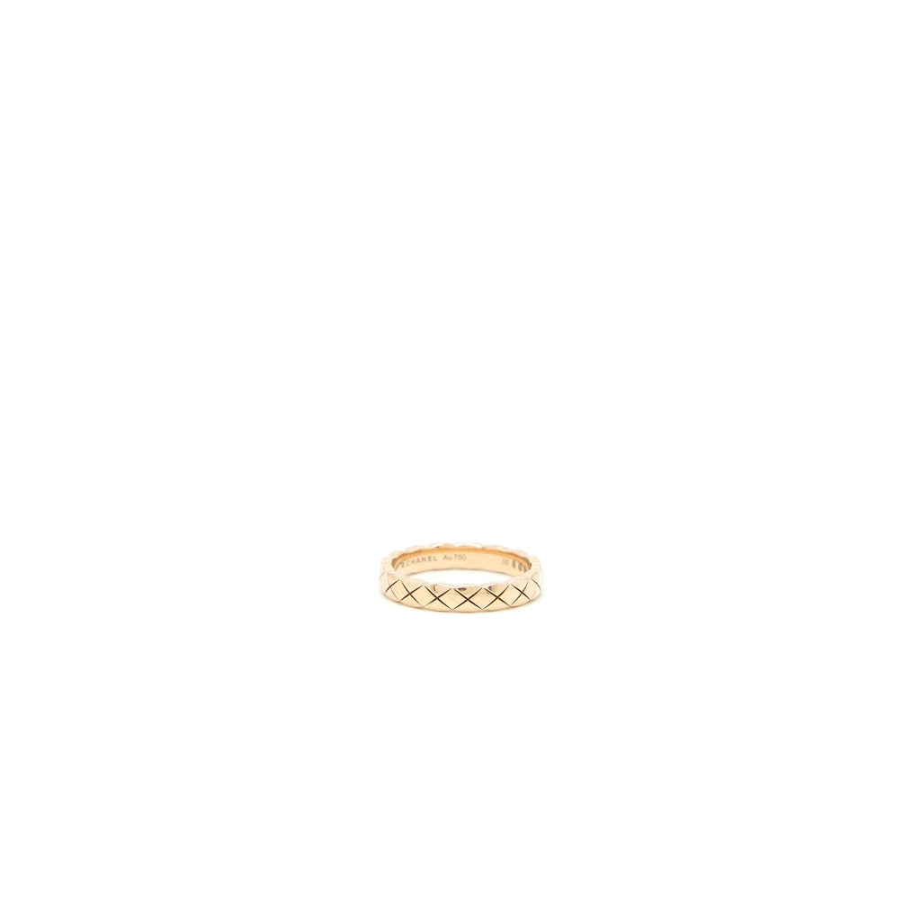 Chanel Size 50 Mini Version Coco Crush Ring Quilted Motif 18K Beige Gold
