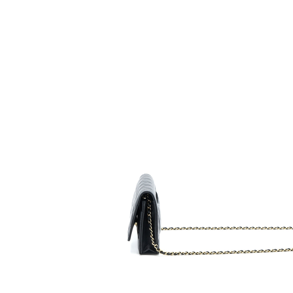 Chanel Ribbon Wallet On Chain Lambskin Black L (Microchip)