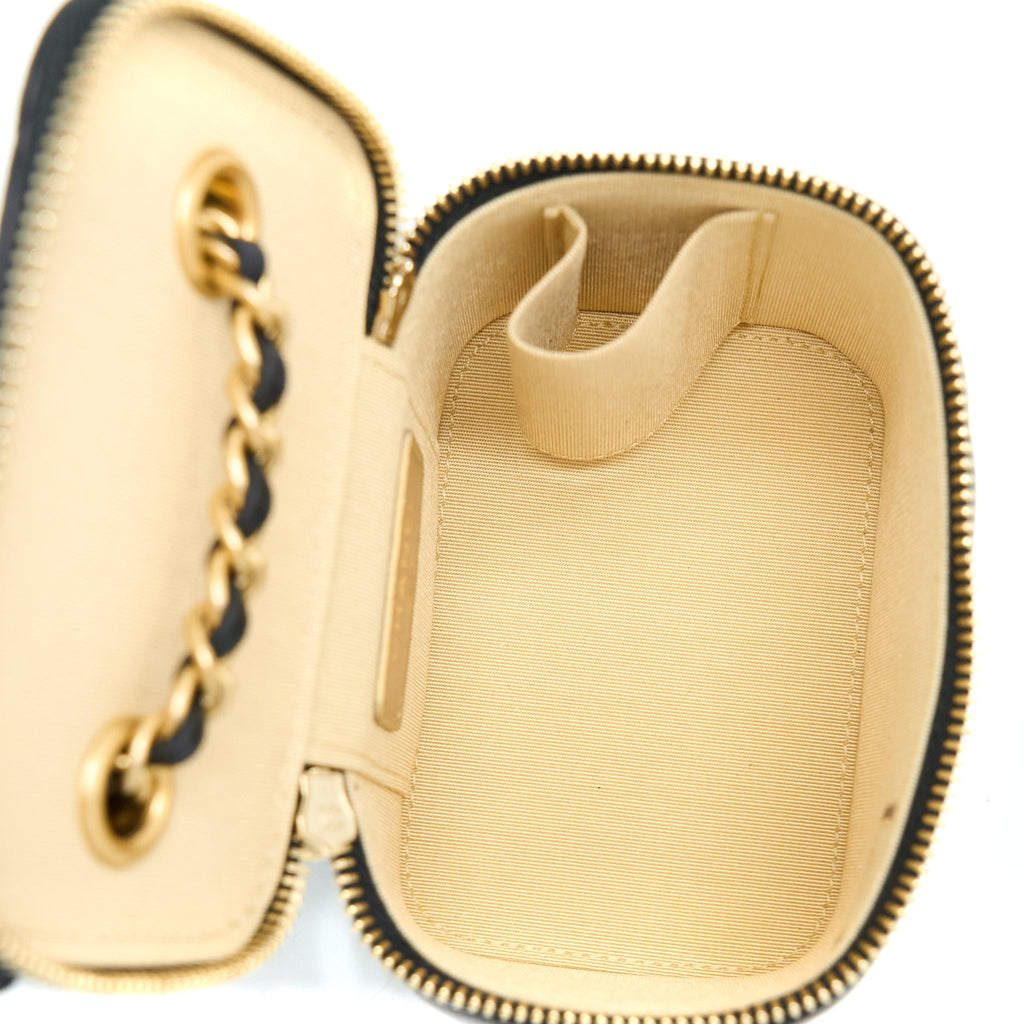 Chanel Pearl Crush Mini Vanity Case Lambskin Black L
