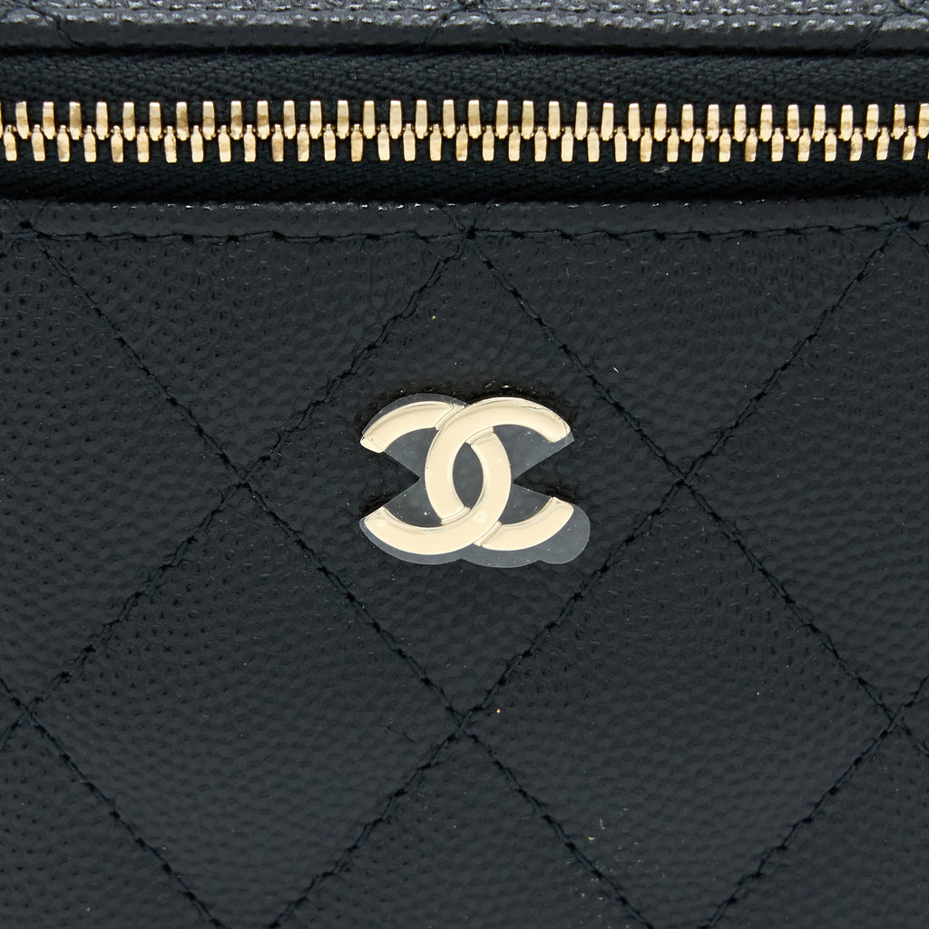 Chanel 23C Mini Vanity With Chain Caviar Black L