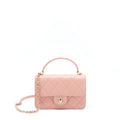 Chanel Top Handle Flap Bag Lambskin Dark Pink L