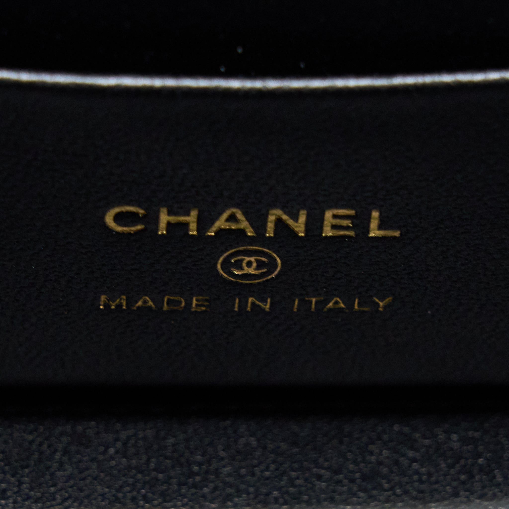 Chanel 22K Gold Pillar Adjustable Chain Long Vanity Lambskin Black  (Microchip)