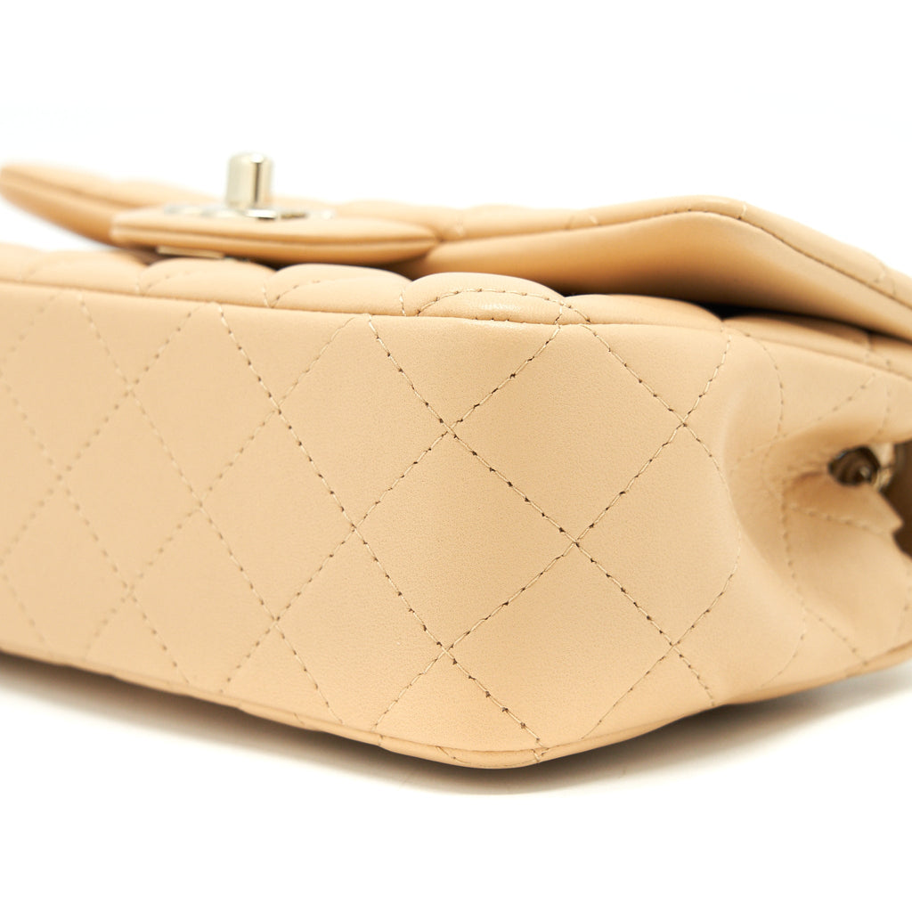 Chanel Mini Rectangular Lambskin Light Beige L