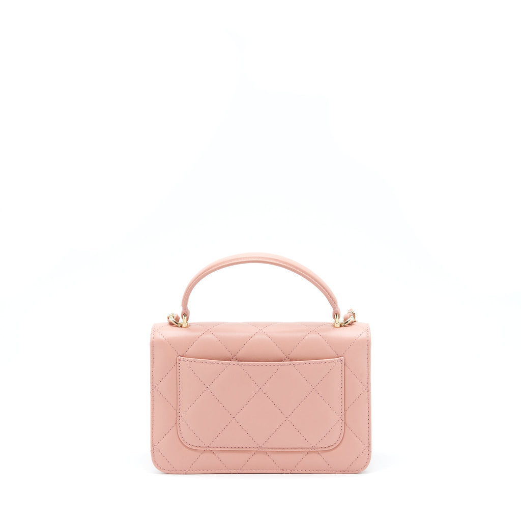Chanel Top Handle Flap Bag Lambskin Dark Pink L