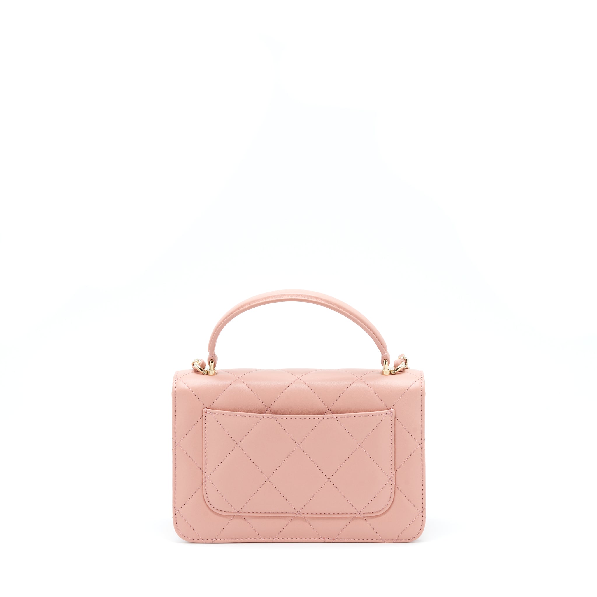 Chanel Top Handle Flap Bag Lambskin Dark Pink L