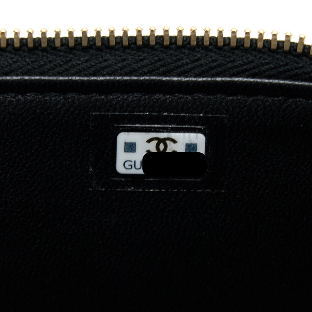 Chanel 22K Gold Pillar Adjustable Chain Long Vanity Lambskin Black  (Microchip)