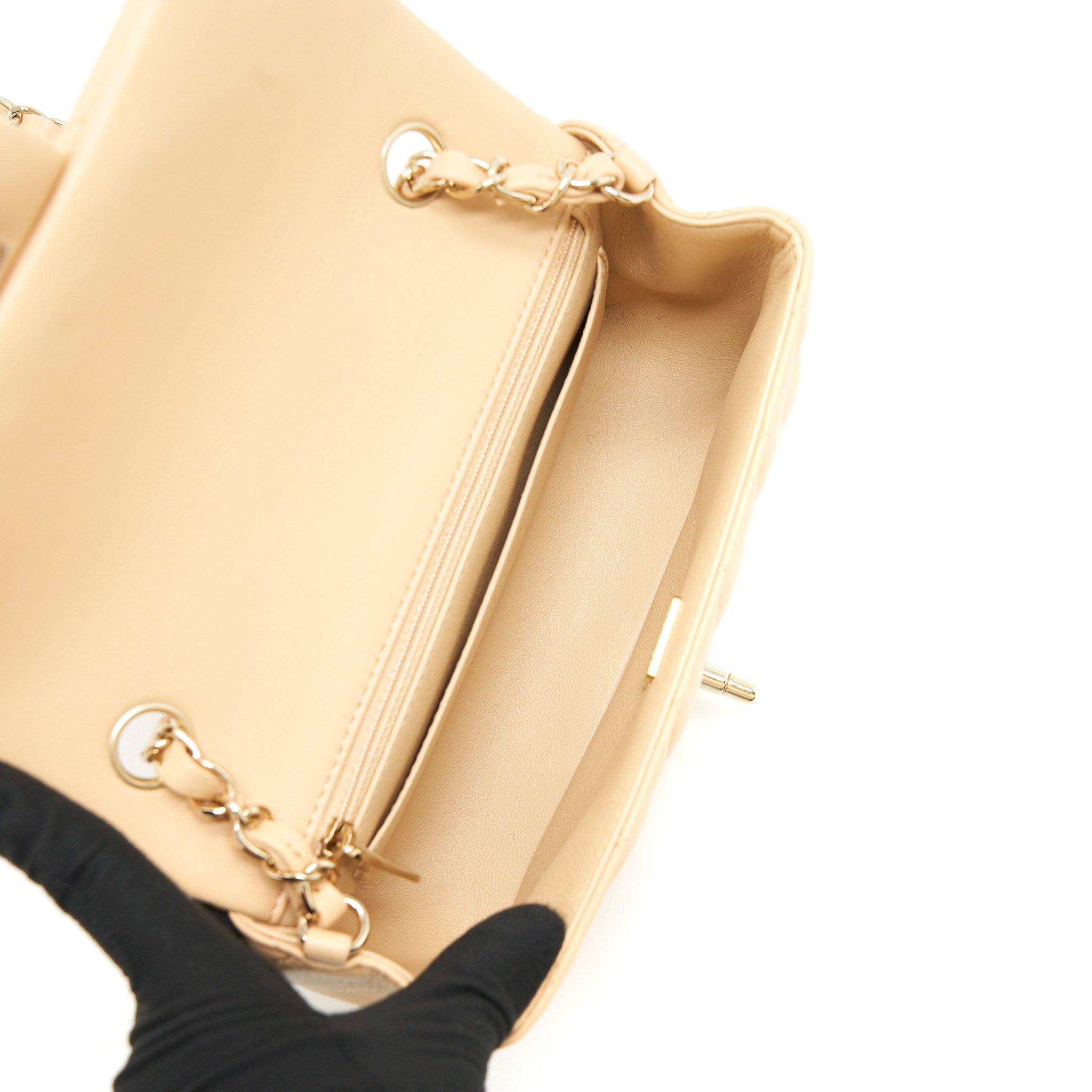 Chanel Mini Rectangular Lambskin Light Beige L