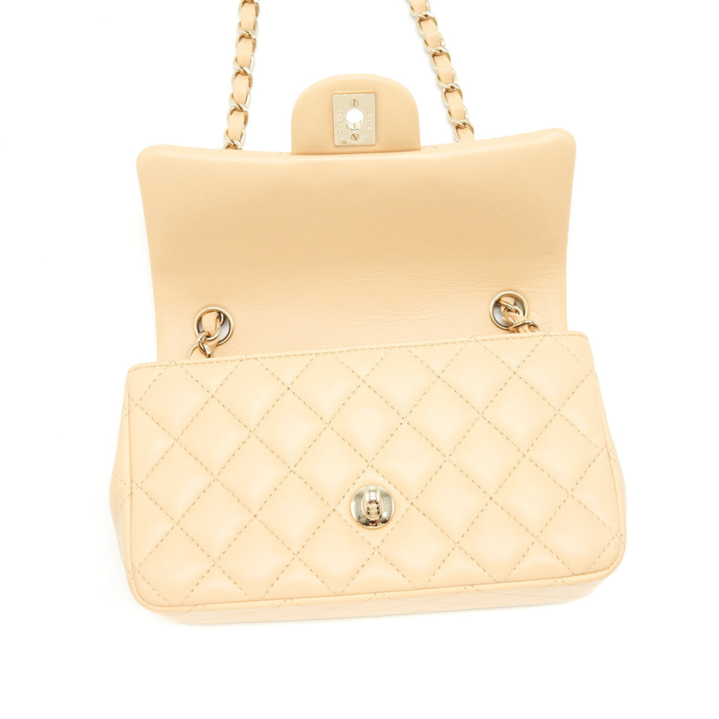 Chanel Mini Rectangular Lambskin Light Beige L