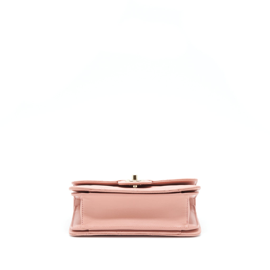 Chanel Top Handle Flap Bag Lambskin Dark Pink L