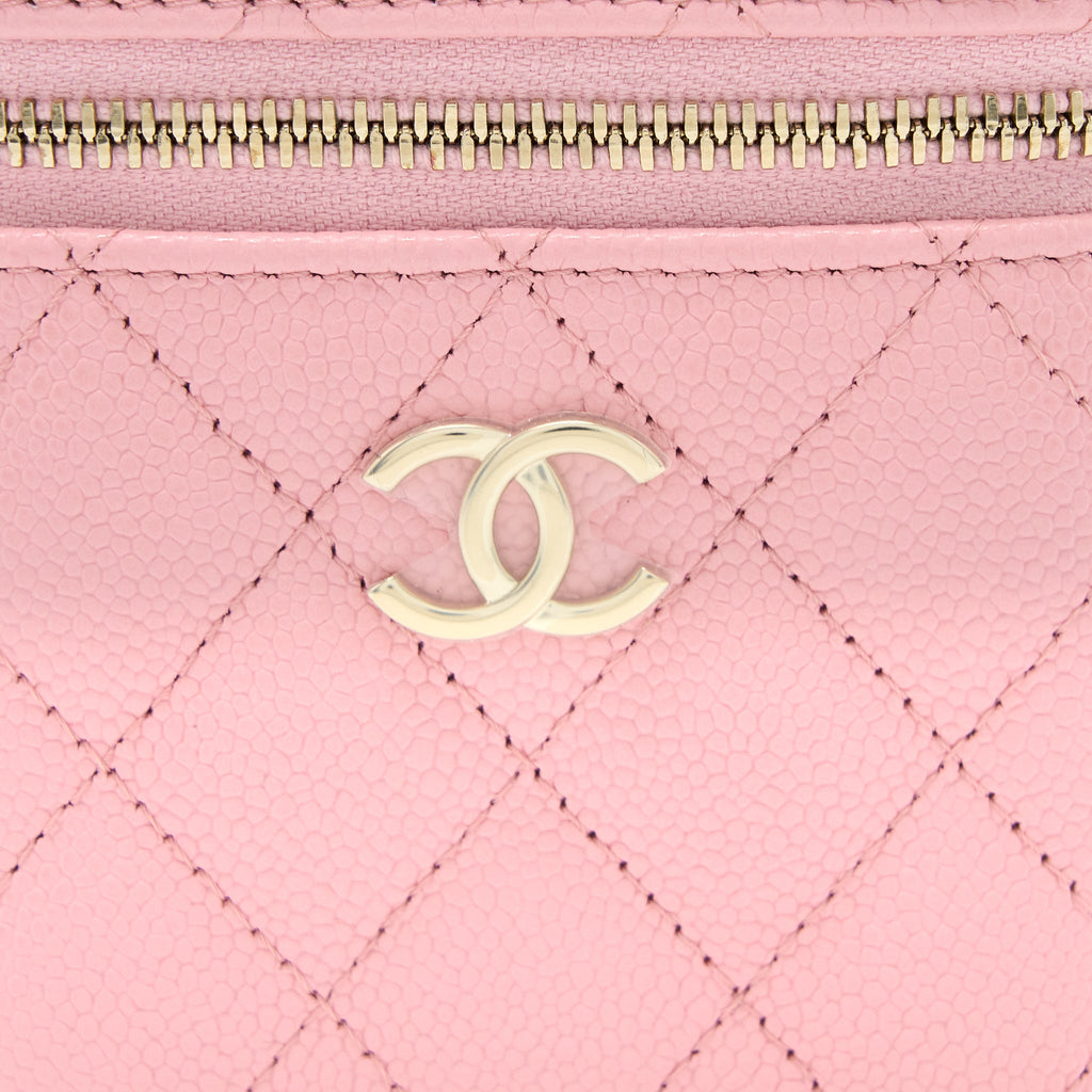 Chanel Mini Top Handle Vanity Case Caviar Pink L