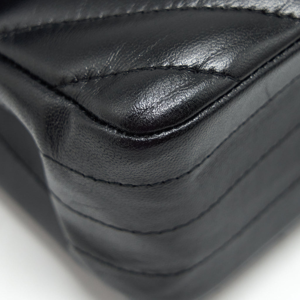 Chanel Small Classic Double Flap Bag Chevron Lambskin Black