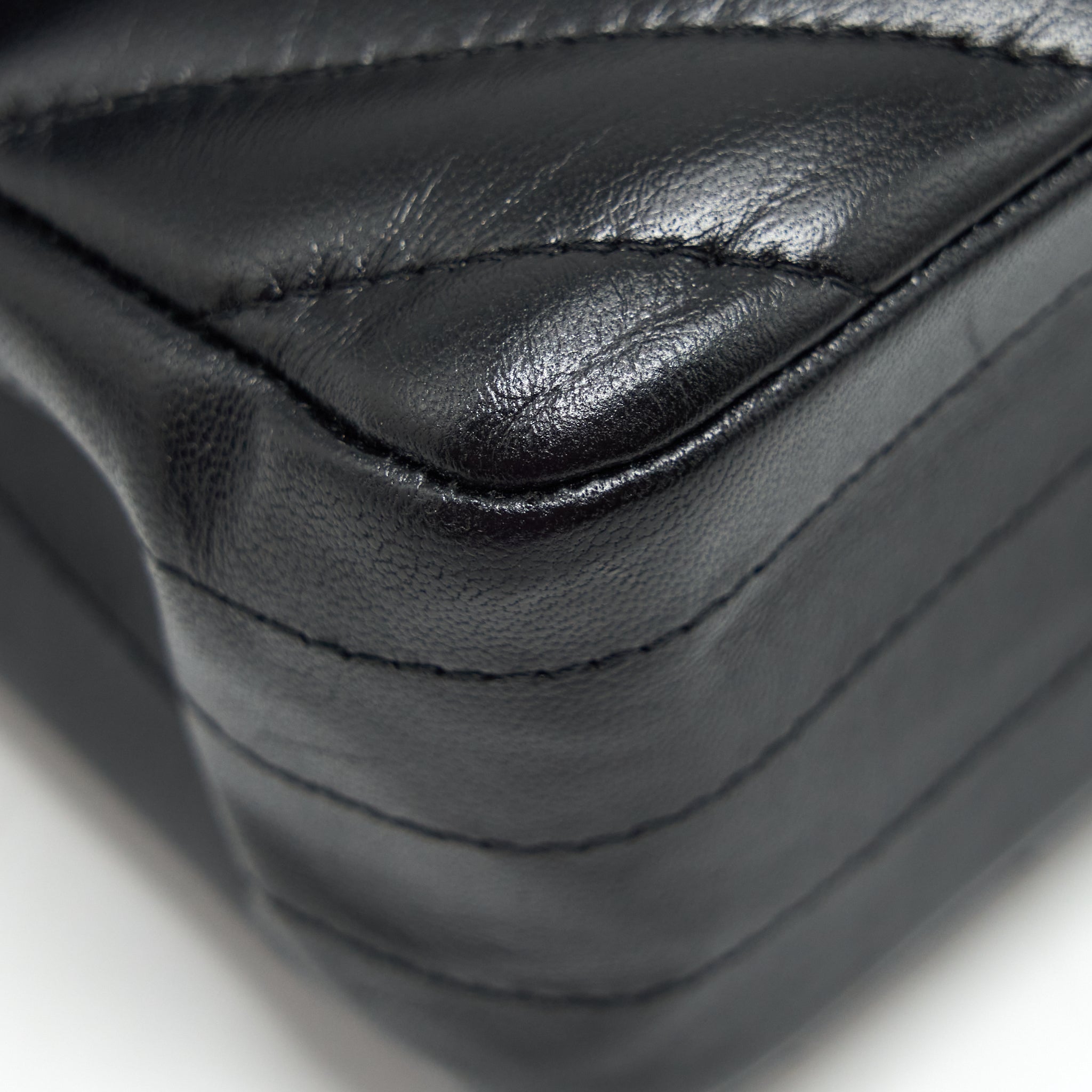 Chanel Small Classic Double Flap Bag Chevron Lambskin Black