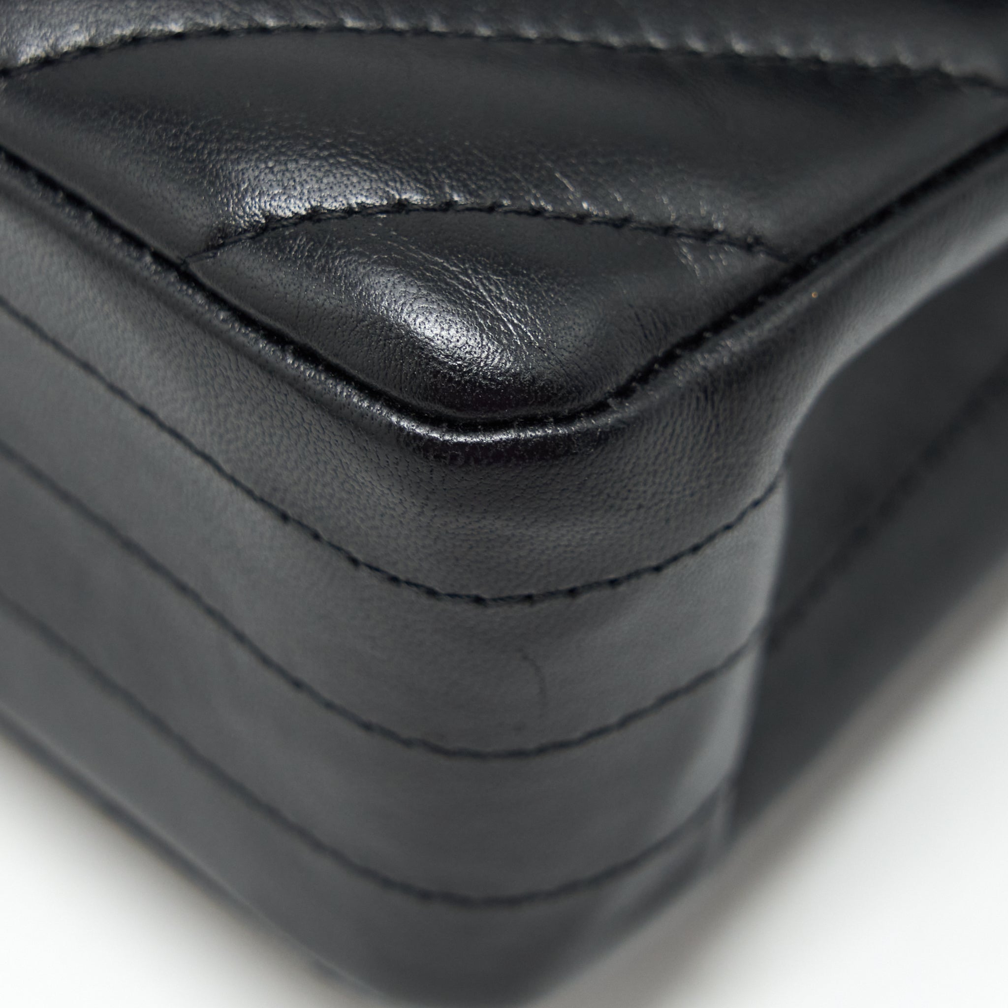 Chanel Small Classic Double Flap Bag Chevron Lambskin Black