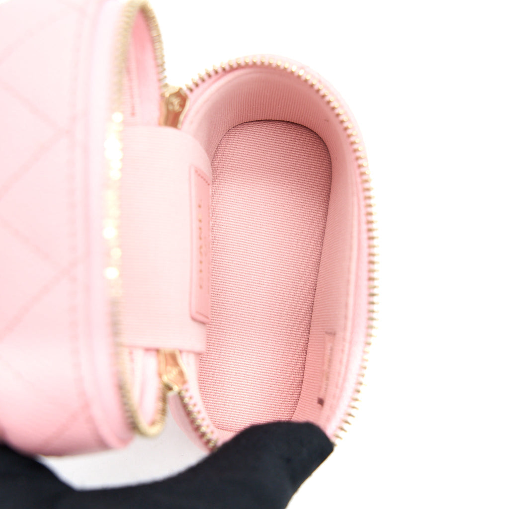 Chanel Mini Top Handle Vanity Case Caviar Pink L