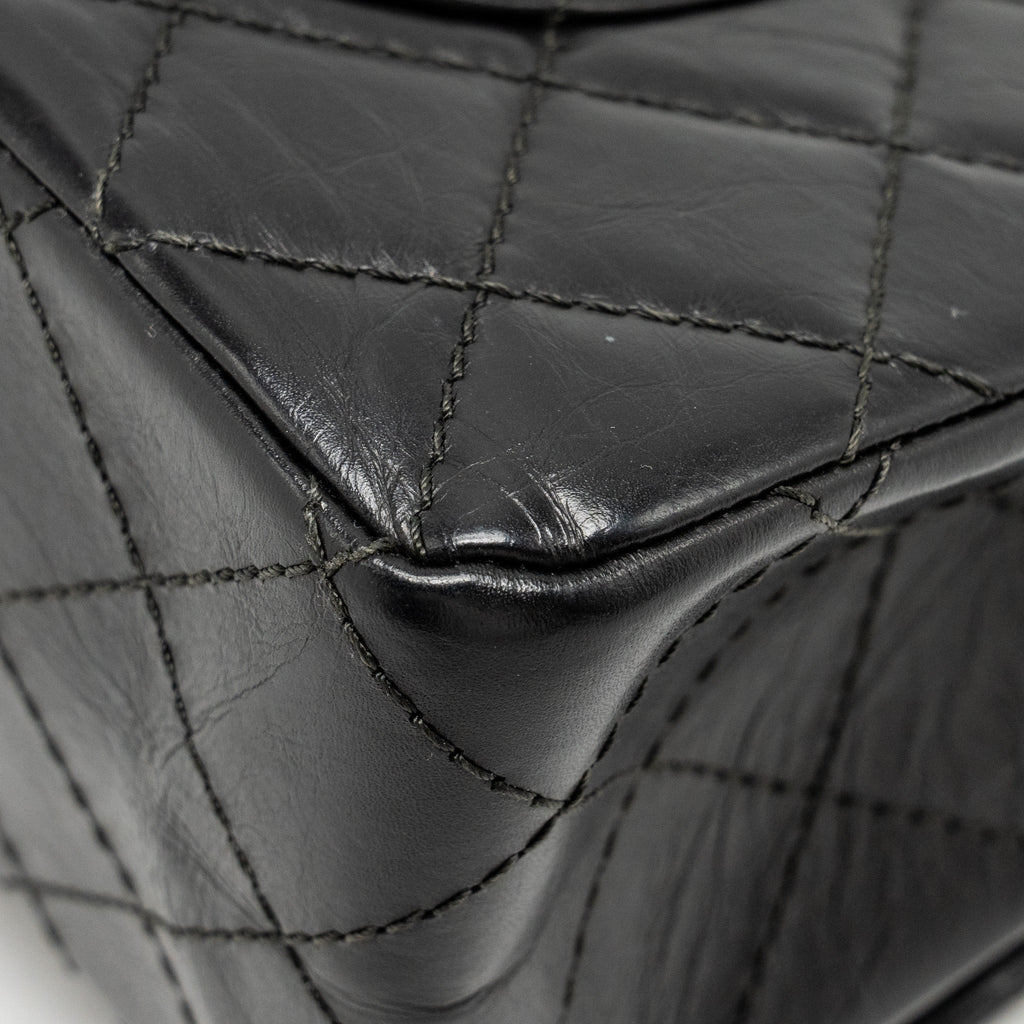 Chanel Large 2.55 226 Reissue Double Flap Bag Aged Calfskin Black