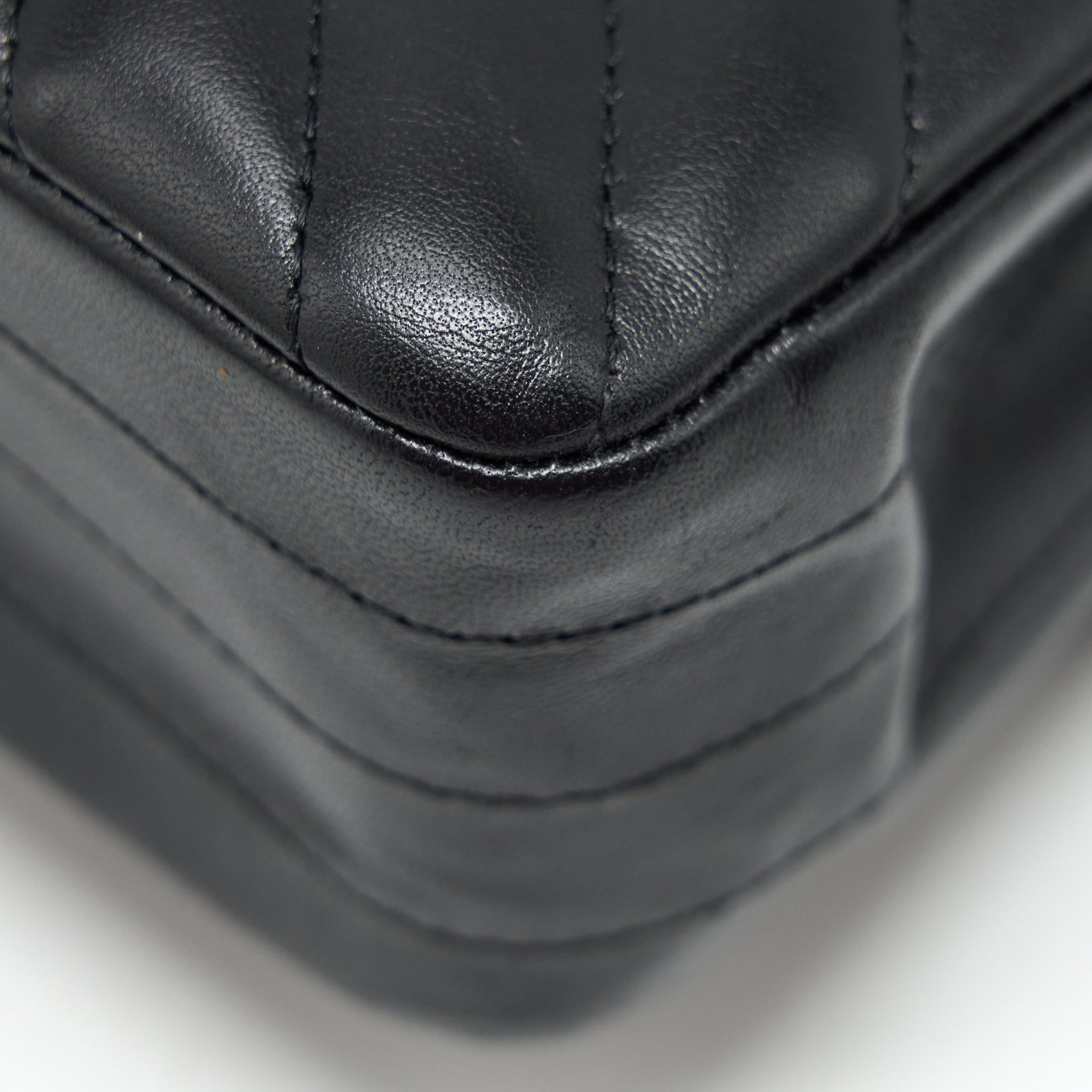 Chanel Small Classic Double Flap Bag Chevron Lambskin Black