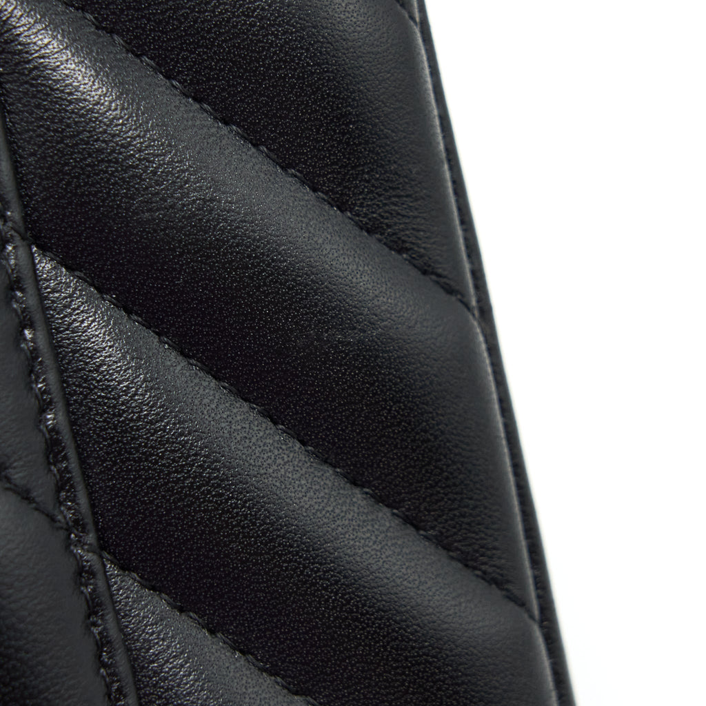 Chanel Small Classic Double Flap Bag Chevron Lambskin Black